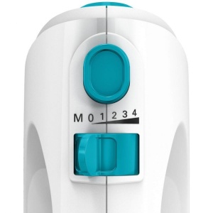 Mixer de mana BOSCH MFQ2210D, 375 W, 4 viteze, Functie Turbo, alb cu albastru
