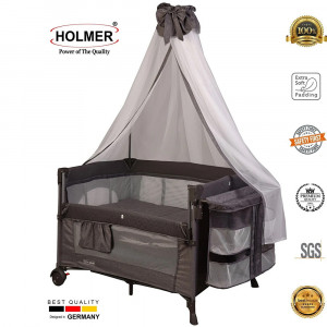 Patut copii si bebelusi cu laterala culisanta, plasa de tantari, spatii de depozitare, Holmer Kids Maxi Comfort Coolstyle