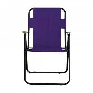 Scaun camping pliant cu cotiere, structura metalica, violet