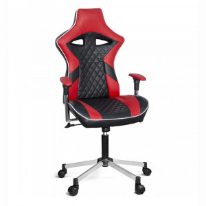 Scaun gaming ANKA, rotativ, piele ecologica, negru cu rosu