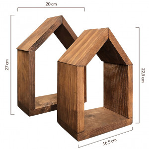 Set 2 rafturi perete din lemn de pin Home, maro