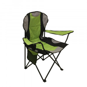 Set 2 scaune camping pliante cu brate, structura metalica, verde, model XL