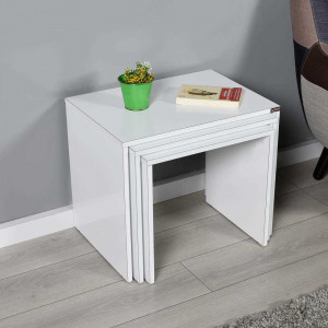 Set 3 masute de cafea Zigon, Asos Home, alb