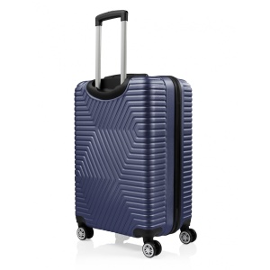 Set 3 trolere Artenova cu 4 roti, compartiment rigid, maner telescopic, cifru, albastru inchis