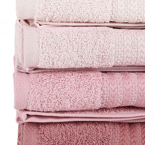 Set 4 prosoape de baie, 100% bumbac, 500 gr/m², 50x90cm, crem - roz