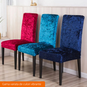 Set 6 huse universale pentru scaun bucatarie - living, catifea, gri
