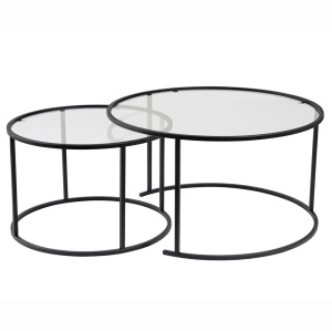 Set de2 masute de cafea Aurum cu blat din sticla securizata si cadru metalic, negru - Img 6