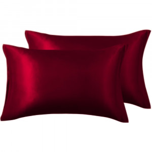 Set fata de perna 2 bucati, satin, 50x70cm, rosu bordo