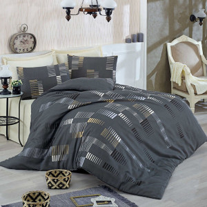 Set lenjerie pat pentru 2 persoane Trace,4 piese, Gri antracit