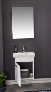 Set mobilier baie cu lavoar, corp lavoar si oglinda, Andia, alb