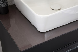 Set mobilier baie cu lavoar, corp lavoar si oglinda, Nina, maro