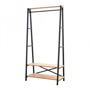 Suport stand pentru haine cu 2 rafturi Perla, metal si PAL