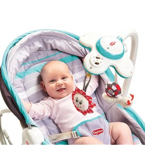 Balansoar 3 in 1, muzical, scaun cu vibratii, reglabil, cu centuri de siguranta, 0-18 kg, gri