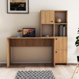 Birou lucru cu rafturi dreapta, dimensiuni 120x75x51.5 cm, stejar - Img 1
