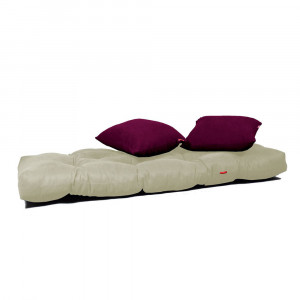 Canapea extensibila 2 locuri cadru inox, crem, perne damson incluse