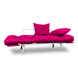 Canapea extensibila 2 locuri cadru inox, roz