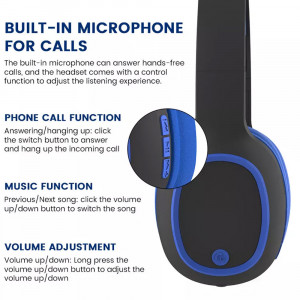 Casti hands-free bluetooth, over-ear, SMS-CJ09, albastre