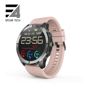 Ceas smartwatch barbati - femei, ritm cardiac, oxigen sange, tensiune arteriala, Efour Tech R1, roz