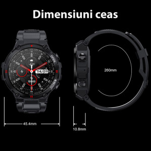 Ceas inteligent smartwatch barbati - femei, ritm cardiac, oxigen sange, tensiune arteriala, Efour Tech K22, verde
