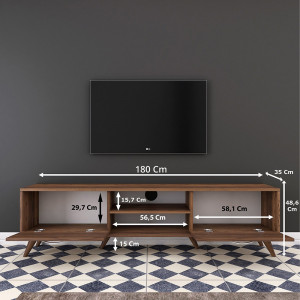 Comoda TV Nevada C1B, culoare nuc, 180x35x46,6 cm