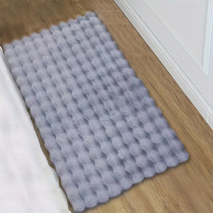 Covor Bubble imitatie blana de iepure 3D, 100 X 150 cm, gri inchis
