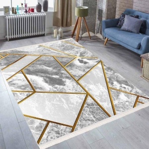 Covor Bucatarie cu print digital 3D, 80X150cm, poliester, antiderapant, model Fusion