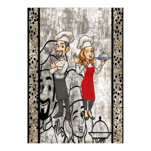 Covor de bucatarie El&Ea bucatari, multicolor, antiderapant, 120x180cm