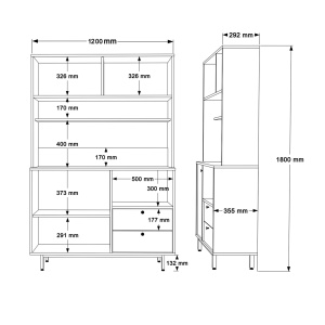 Dulap de bucatarie Cora, 180X120X35,5 cm, culoare alb