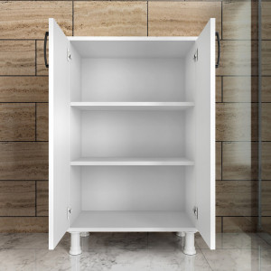Dulap depozitare multifunctional pentru baie, bucatarie, hol ori birou, alb, 62.6 x 101.4 x 35.8 cm, Armoire