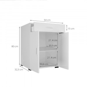 Dulap multifunctional cu usi, 2 compartimente, 1 sertar, Emir, alb
