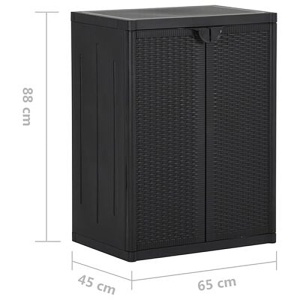 Dulap multifunctional pentru depozitare, aspect ratan, 3 rafturi si 2 usi, 65x45x88 cm, maro inchis