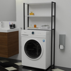Etajera pentru masina de spalat, 150x70 x21cm, culoare alb cu negru