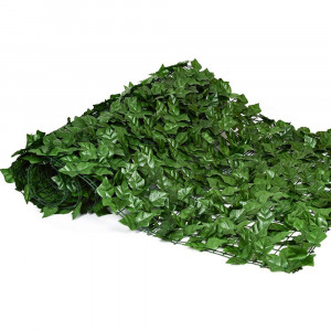 Gard paravan viu cu frunze artificiale, verde inchis, 100x300 cm