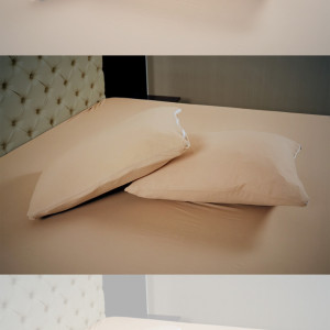 Husa de pat frotir cu elastic 180x200cm + 2 fete de perna 50x70cm, piersica