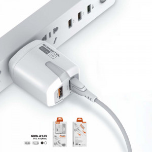 Incarcator retea SMS-Q02, PD 18W plus cablu Type-C, negru