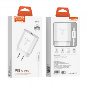 Incarcator retea SMS-Q03, plus cablu Lightning, alb