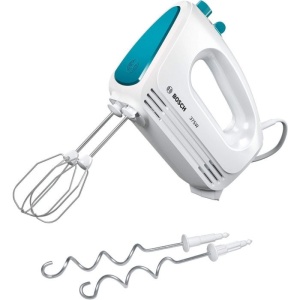 Mixer de mana BOSCH MFQ2210D, 375 W, 4 viteze, Functie Turbo, alb cu albastru