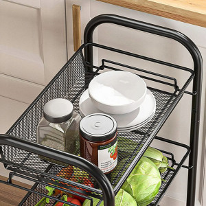 Organizator cu 3 rafturi - cosuri metalice Asos, negru