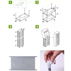 Pantofar dulap textil pentru incaltaminte cu 9 rafturi de depozitare, maro