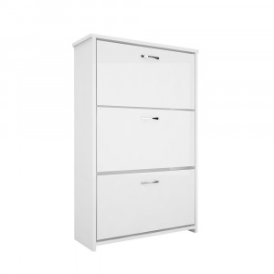 Pantofar hol intrare, 3 sertare cu 2 compartimente, Triplex, alb