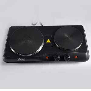 Plita electrica dubla DSP, 1500W+1000W, 18,5 si 15,5 cm, control temperatura, termostat automat