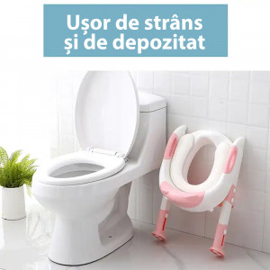 Reductor pentru toaleta cu scarita pentru copii, roz, ArteNova