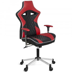 Scaun gaming Anka, rotativ, piele ecologica, negru cu rosu