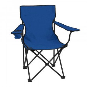 Set 2 scaune camping pliante cu brate, structura metalica, albastru