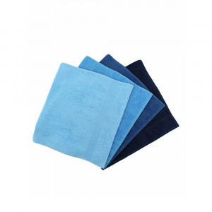 Set 4 prosoape de baie, 100% bumbac, 500 gr/m², 50x90cm, albastru