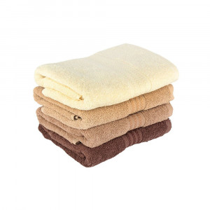 Set 4 prosoape de baie, 100% bumbac, 500 gr/m², 70x140cm, maro