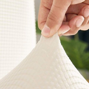 Set 6 huse elastice universale pentru scaun, din poliester, crem - Img 5