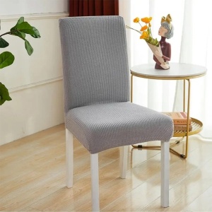 Set 6 huse elastice universale pentru scaun, din poliester, gri - Img 4