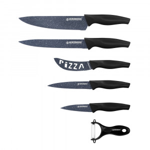 Set de cutite Herzberg 5 bucati acoperite cu marmura - gri HG-KL6GMR