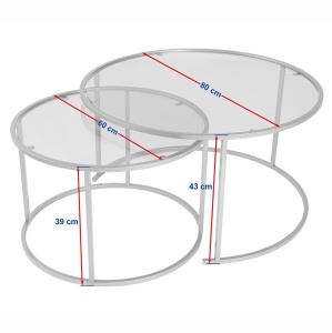 Set de2 masute de cafea Aurum cu blat din sticla securizata si cadru metalic, negru - Img 7